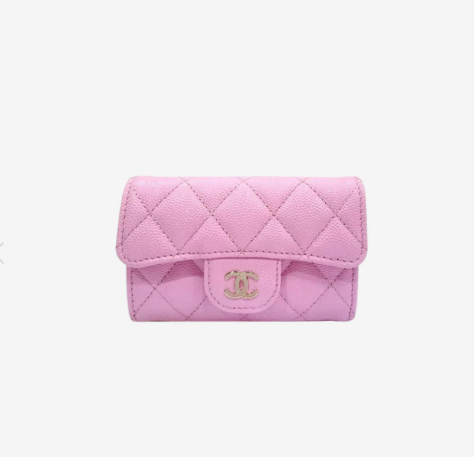 Chanel Classic Card Holder Grained Shiny Calfskin & Gold Lilac