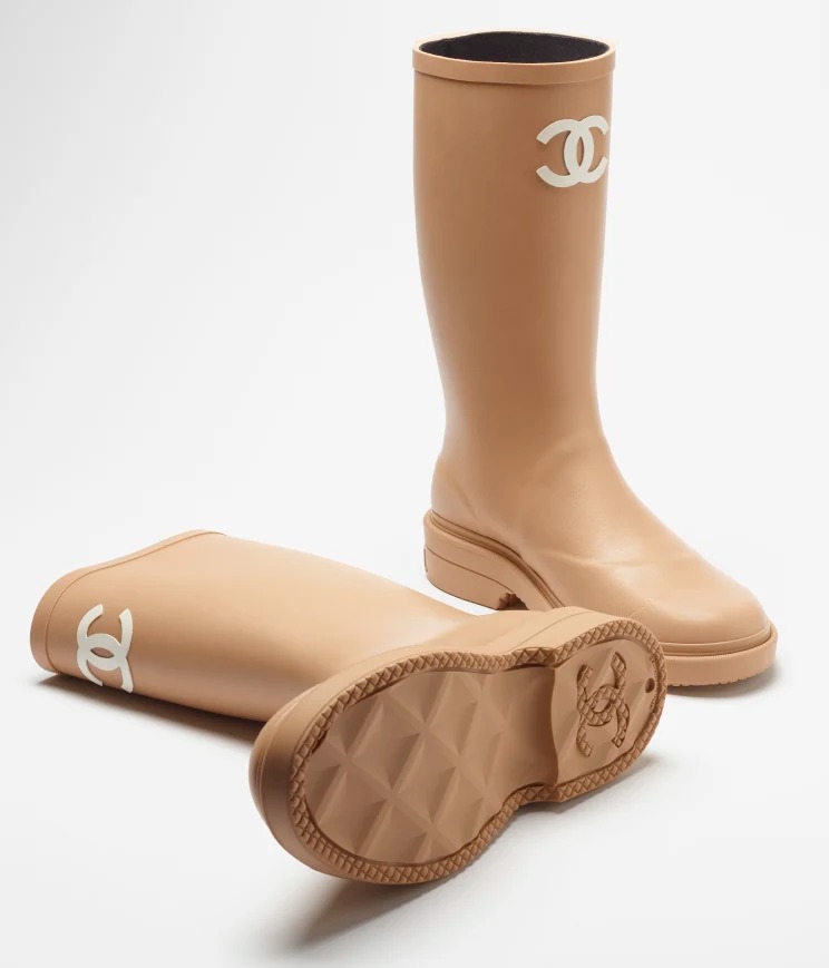 Chanel High Boots Caoutchouc & Dark Beige