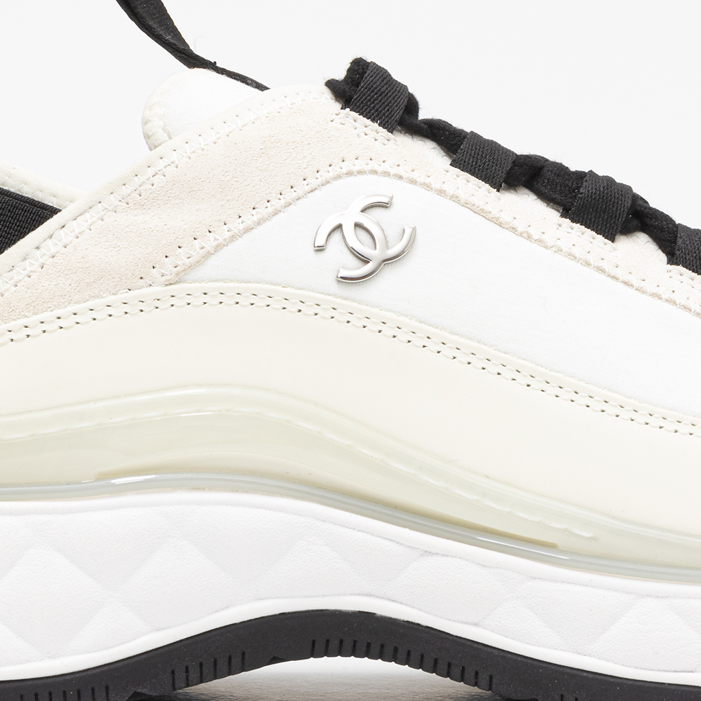 Logo Mixed Fiber White Men's Sneakers 