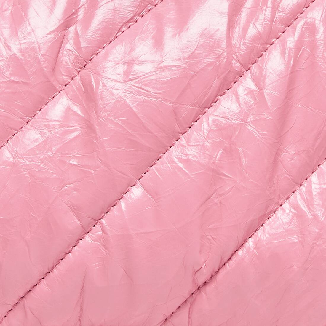 Small Chain Bag in Pink Crushed Calfskin and Aged Silver Hardware Quilted Crush