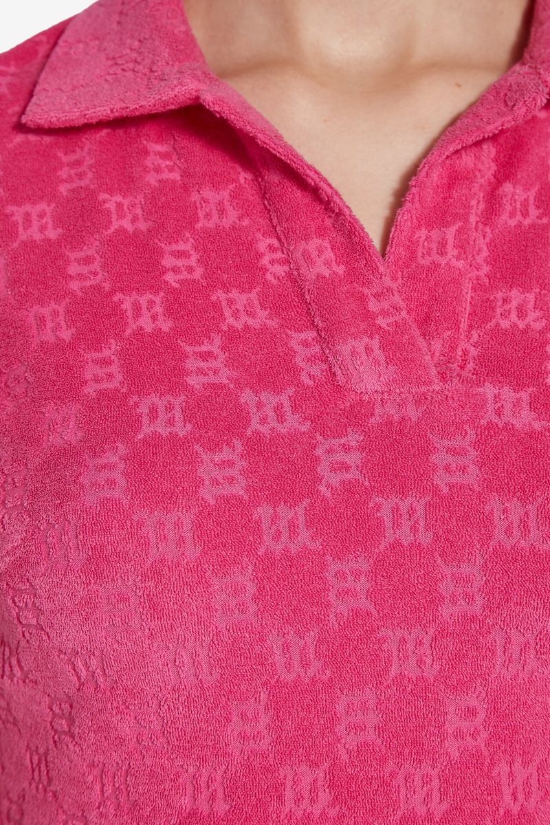 Towelling Monogram Tight Polo Fuchsia