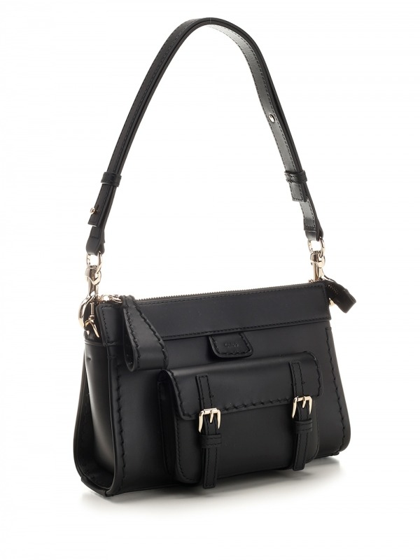  Black leather mini Edith shoulder bag