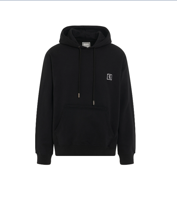 Wooyoungmi Cotton White Back Logo Hoodie Black 