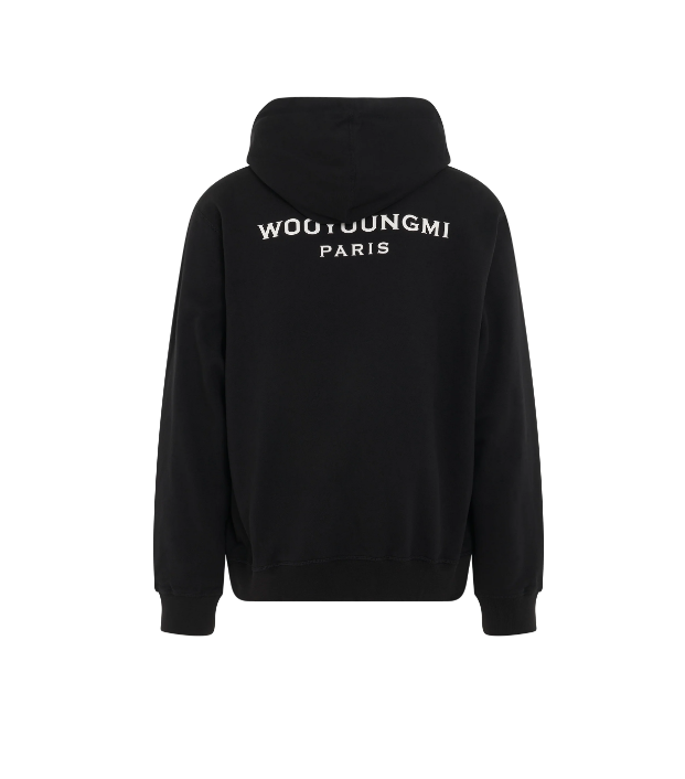 Wooyoungmi Cotton White Back Logo Hoodie Black 