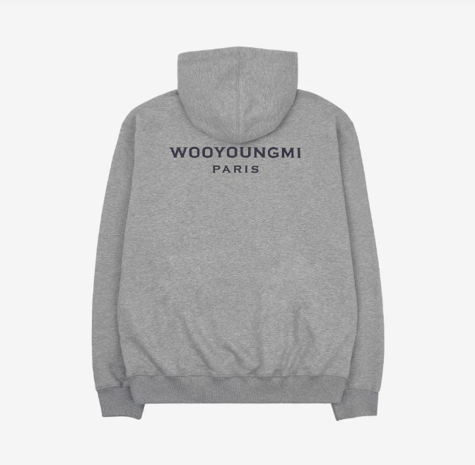 Wooyoungmi Cotton Black Back Logo Hoodie Gray