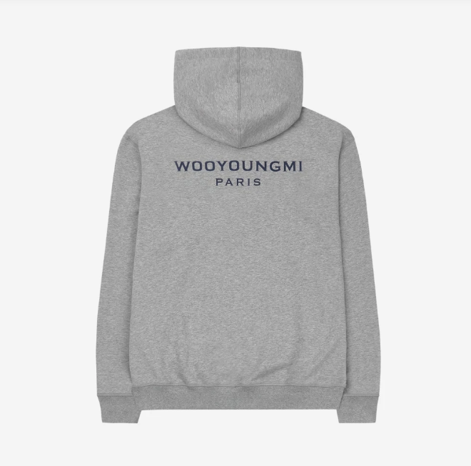 Wooyoungmi Black Back Logo Hoodie Gray