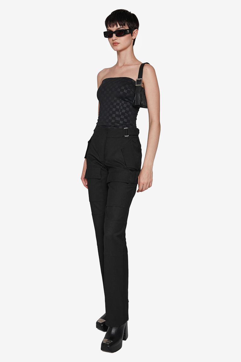 Black Monogram Spaghetti Top