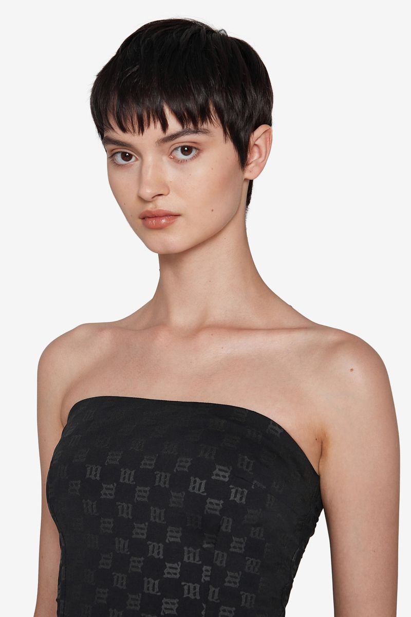 Black Monogram Spaghetti Top