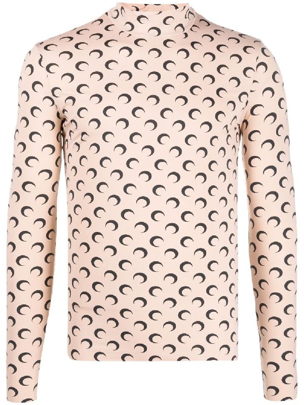 Moon pattern long sleeve top Beige