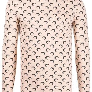 Moon pattern long sleeve top Beige