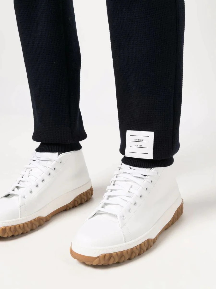 THOM BROWNE WAFFLE-KNIT CASHMERE TRACK PANTS