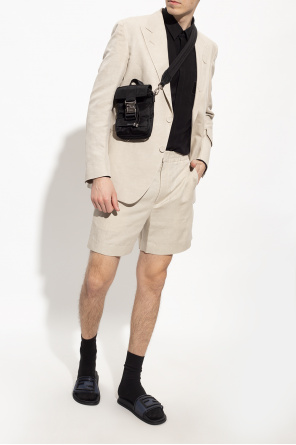 FENDI NAVY BLUE ‘BAGUETTE’ SLIDES WITH LOGO