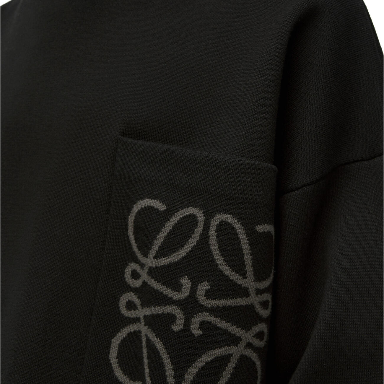 Anagram pocket sweater in cotton and viscose - Black