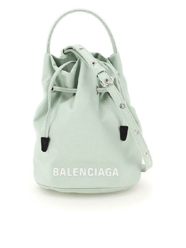 Logo Nylon Wheeled Bucket Bag XS