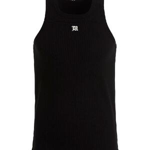 Logo-embroidered ribbed cotton tank top