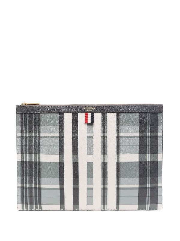 Madras Check 4 Bar Stripe Pebble Grain Clutch 