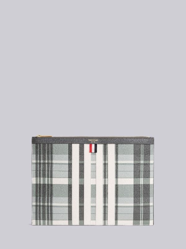 Madras Check 4 Bar Stripe Pebble Grain Clutch 