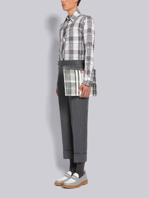 Madras Check 4 Bar Stripe Pebble Grain Clutch 