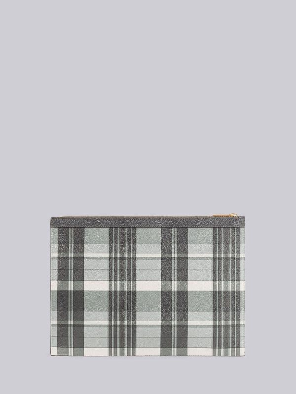 Madras Check 4 Bar Stripe Pebble Grain Clutch 