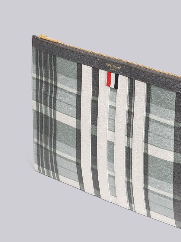 Madras Check 4 Bar Stripe Pebble Grain Clutch 