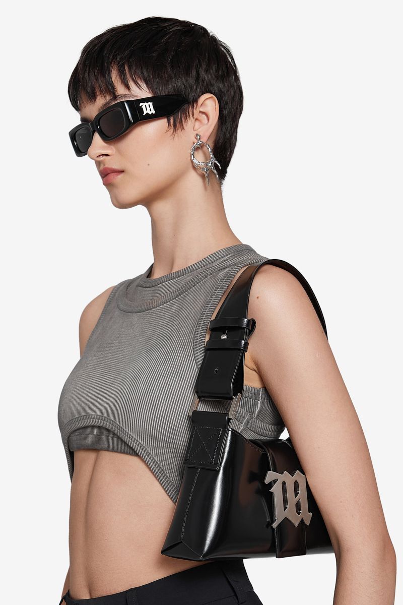 Leather Shoulder Bag Small Black