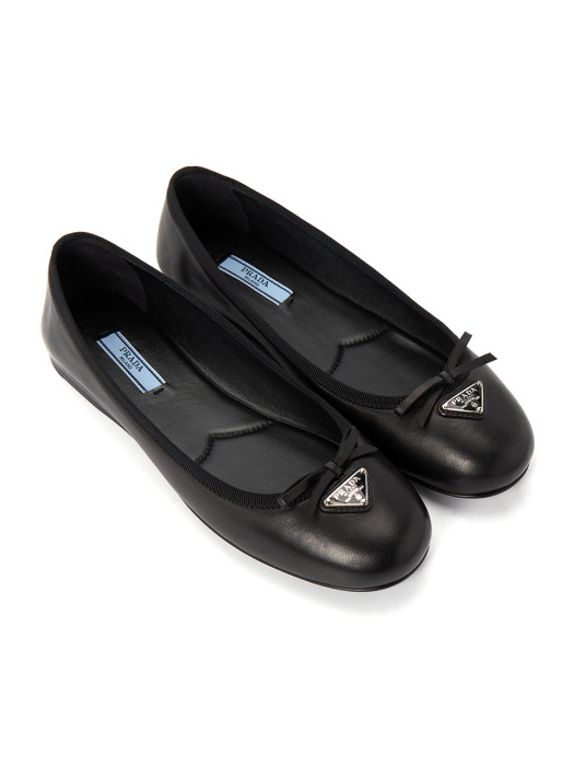(W) Prada Nappa Leather Ballerinas Black