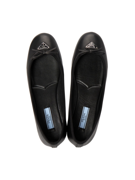 (W) Prada Nappa Leather Ballerinas Black