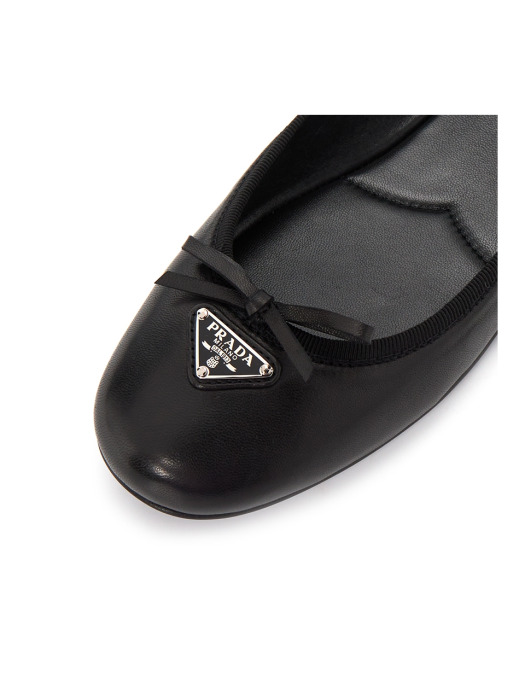 (W) Prada Nappa Leather Ballerinas Black