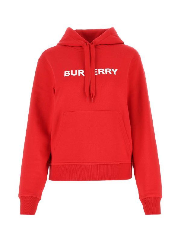 Logo Print Cotton Hoodie - Red 