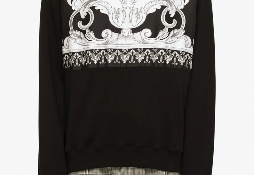 SILVER BAROQUE PRINT SWEATSHIRT