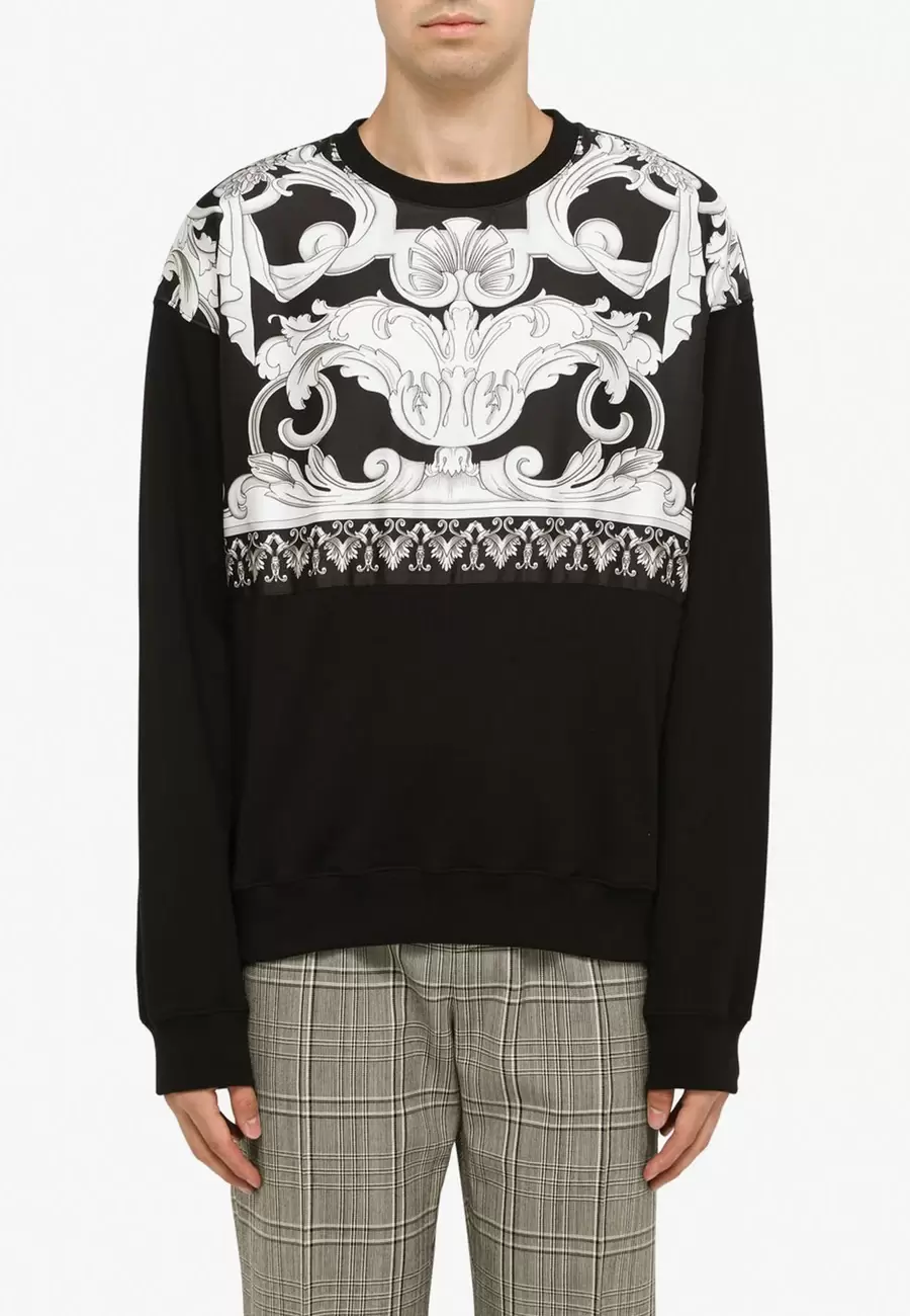 SILVER BAROQUE PRINT SWEATSHIRT