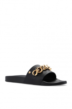 VERSACE BLACK ‘MEDUSA CHAIN’ SLIDES