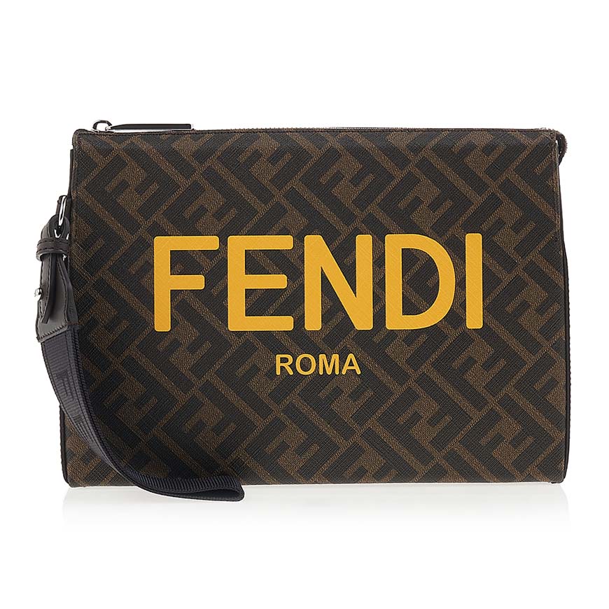 Clutch Pack Brown FF fabric pouch