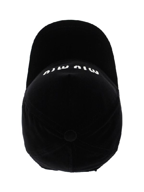 Logo embroidered velvet ball cap