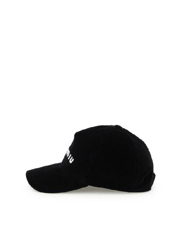 Logo embroidered velvet ball cap