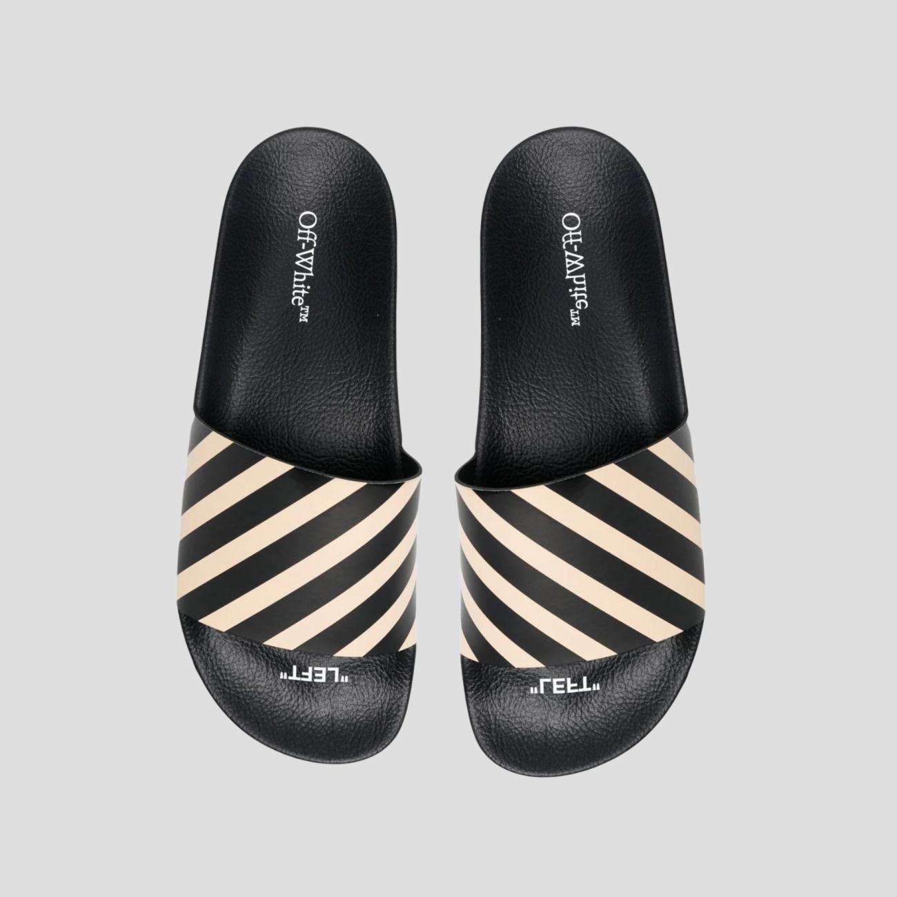 Off-White Diag-stripe print slides