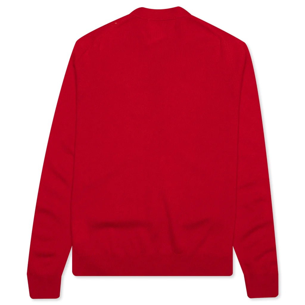 COMME DES GARCONS PLAY KNIT CARDIGAN RED HEART - RED