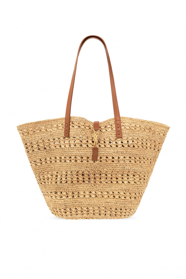 PANIER MEDIUM BAG IN CROCHET RAFFIA AND SMOOTH LEATHER