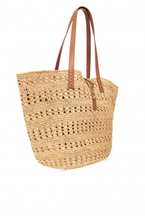 PANIER MEDIUM BAG IN CROCHET RAFFIA AND SMOOTH LEATHER