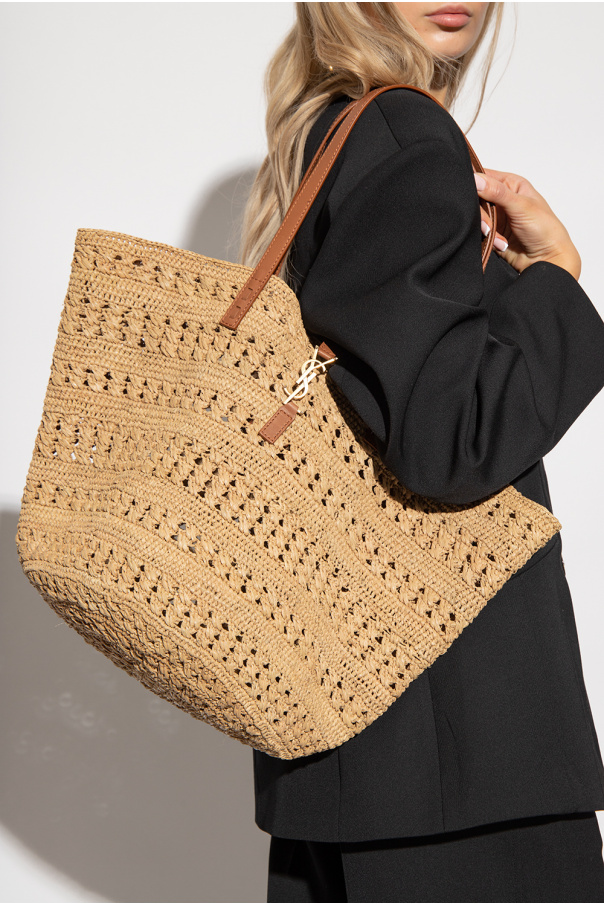 PANIER MEDIUM BAG IN CROCHET RAFFIA AND SMOOTH LEATHER