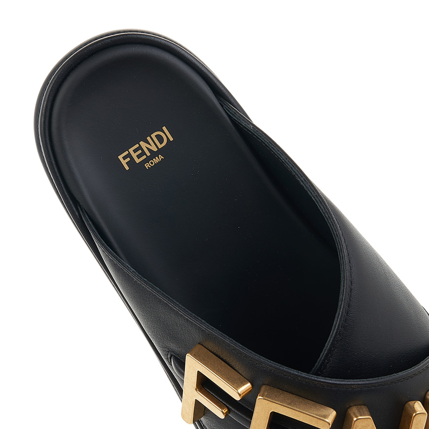 Fendigraphy Black leather slides