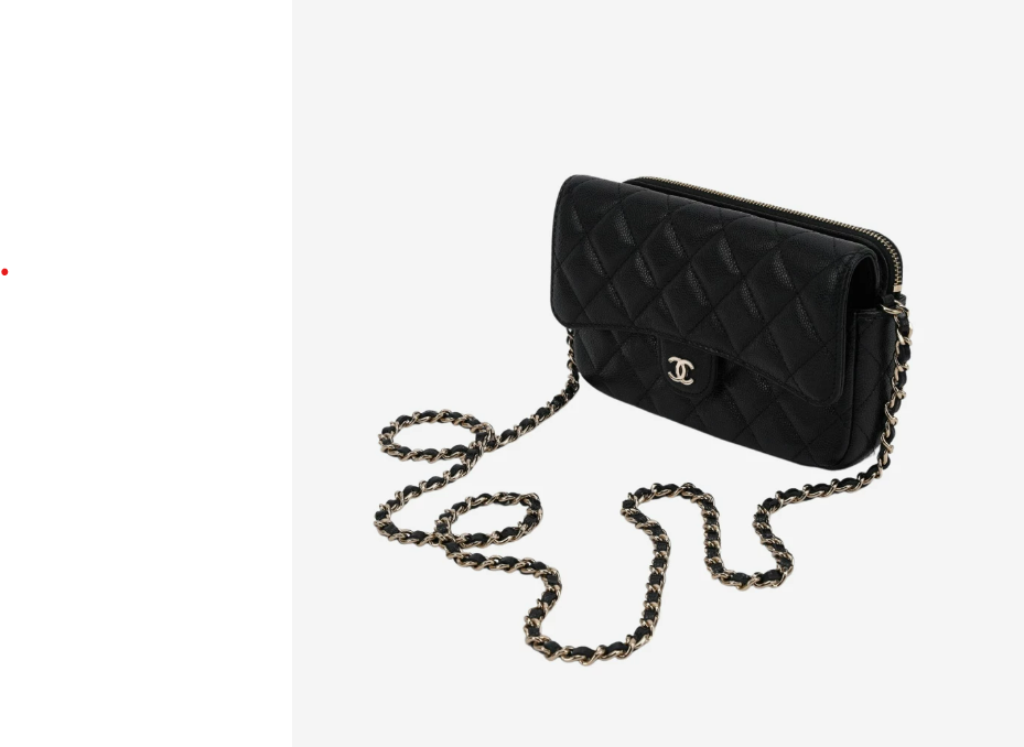 Chanel Flap Phone Holder with Classic Chain Grained Calfskin & Gold Black