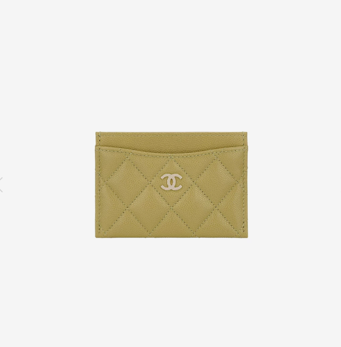 Chanel Classic Card Holder Grained Shiny Calfskin & Gold Light Green