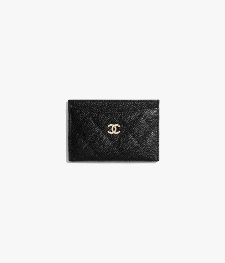 Chanel Classic Card Holder Lambskin & Gold Black