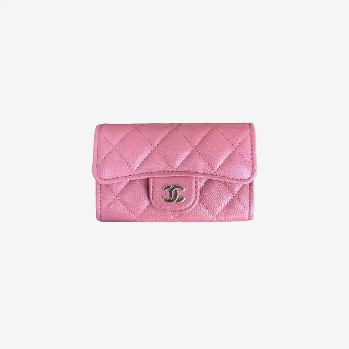 Chanel Classic Card Holder Grained Shiny Calfskin & Gold Pink