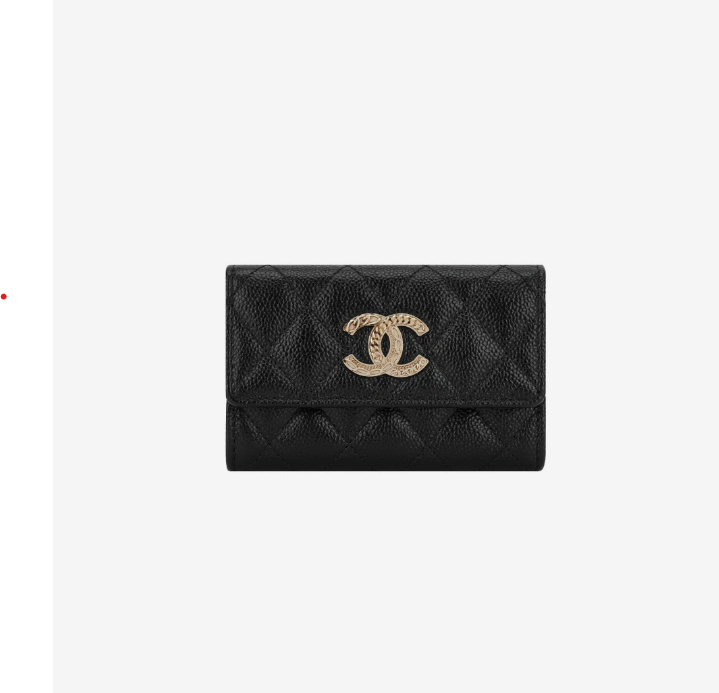 Chanel Flap Card Holder Grained Calfskin & Gold Black