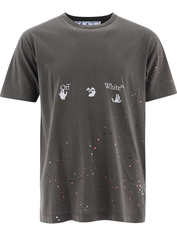 Off-White brown paint splatter-print T-shirt