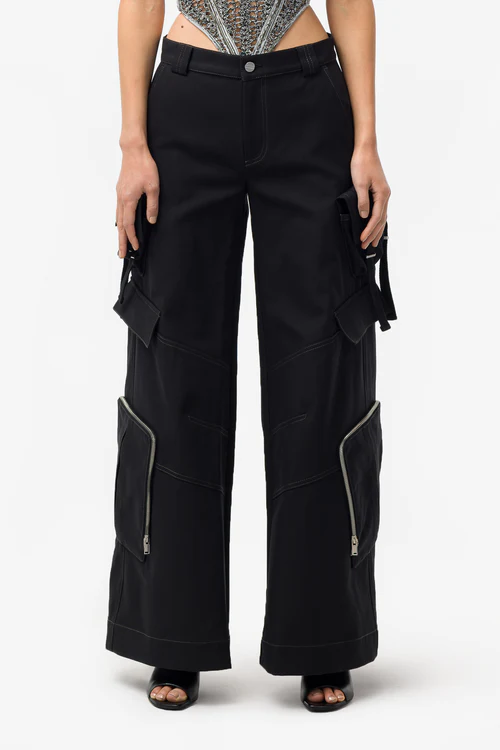 Multi-Pocket Cargo Pants in Black