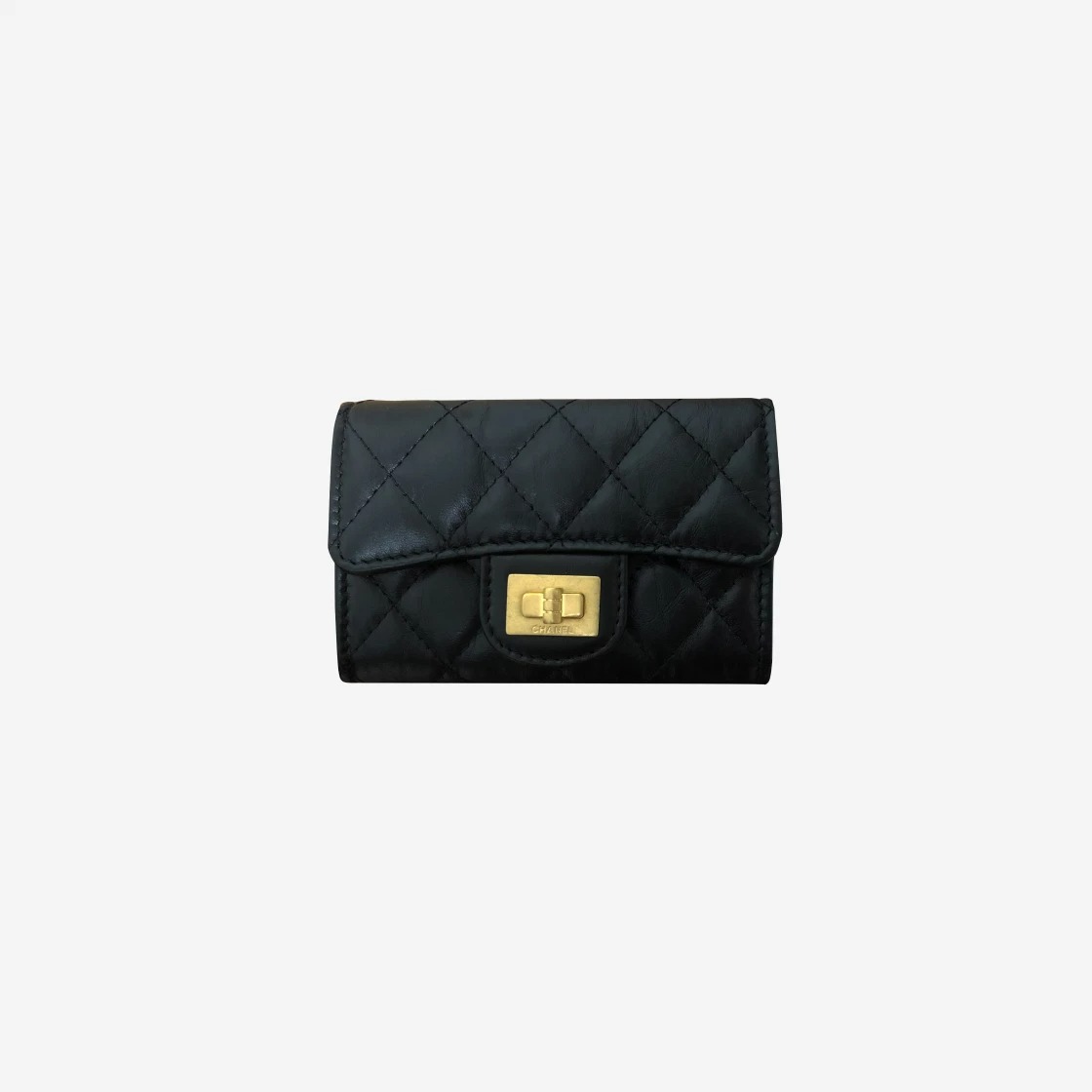 Chanel 2.55 Flap Card Holder Aged Calfskin & Gold Black