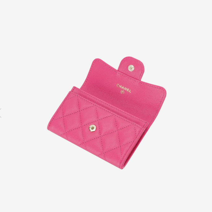 Chanel Classic Card Holder Grained Shiny Calfskin & Pink Gold